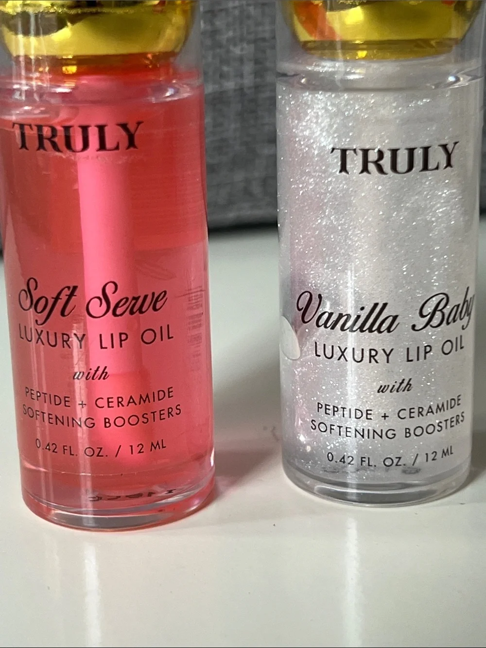 TRULY Set! Soft Serve & Vanilla Baby Lip Oils - Pink and Silver Shimmer